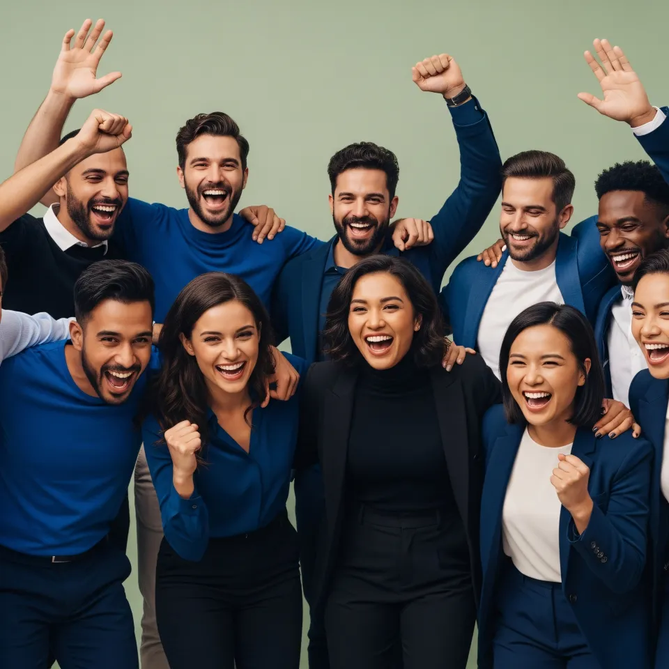 Réunion équipe startup campagne réussie